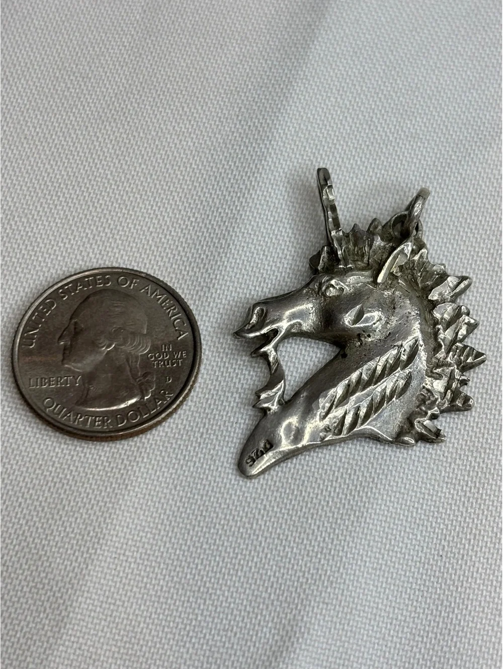 Vintage Silver Unicorn Head Pendant Charm